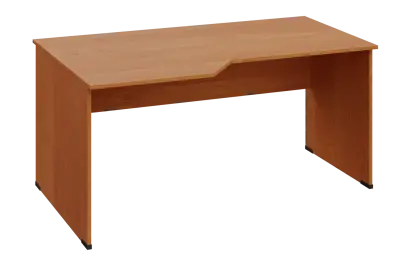 EZL 28 - 166 stůl kancelářský, rohový, levý, dřevěná podnož, deska 25 mm, široký 1600 mm, olše jantar